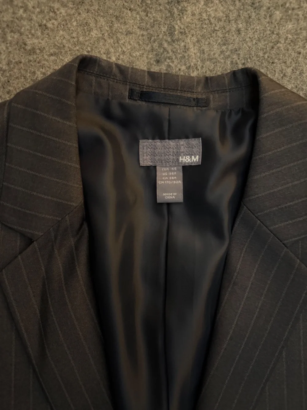 H&M Grey Slim Fit Pinstripe Blazer Jacket